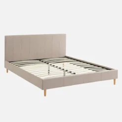 sweeek Struttura letto con rete a doghe e testiera 160x200cm, tessuto semplice