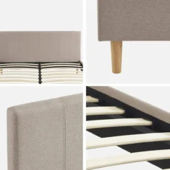 sweeek Struttura letto con rete a doghe e testiera 160x200cm, tessuto semplice