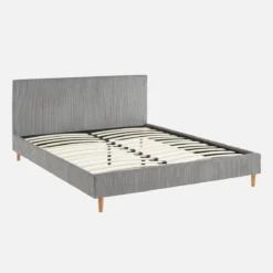 sweeek Struttura letto con rete a doghe e testiera 160x200cm, velluto a coste grosse