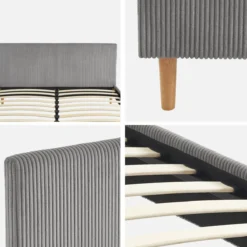 sweeek Struttura letto con rete a doghe e testiera 160x200cm, velluto a coste grosse