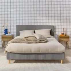 sweeek Struttura letto con rete a doghe e testiera 160x200cm, velluto a coste grosse