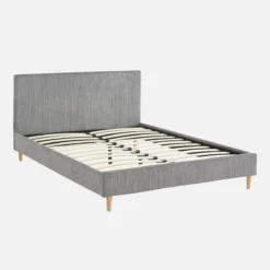 sweeek Struttura letto con rete a doghe e testiera 140x190cm, velluto a coste grosse