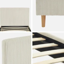 sweeek Struttura letto con rete a doghe e testiera 90x190cm, velluto a coste grosse