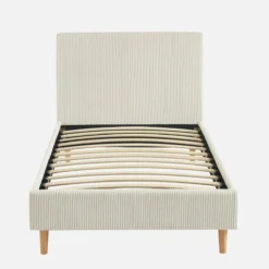sweeek Struttura letto con rete a doghe e testiera 90x190cm, velluto a coste grosse