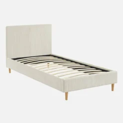 sweeek Struttura letto con rete a doghe e testiera 90x190cm, velluto a coste grosse