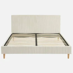 Struttura letto con rete a doghe e testiera 160x200cm, velluto a coste grosse