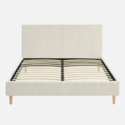 Struttura letto con rete a doghe e testiera 140x190cm, velluto a coste grosse