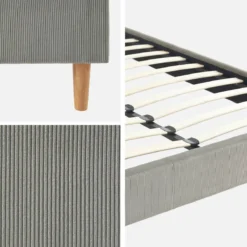 sweeek Struttura letto in velluto a coste fini con rete a doghe, 140x190cm