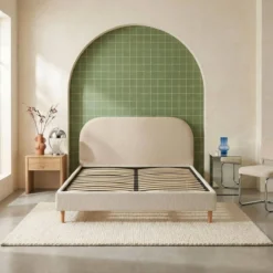 sweeek Struttura letto in velluto a coste fini con rete a doghe, 160x200cm