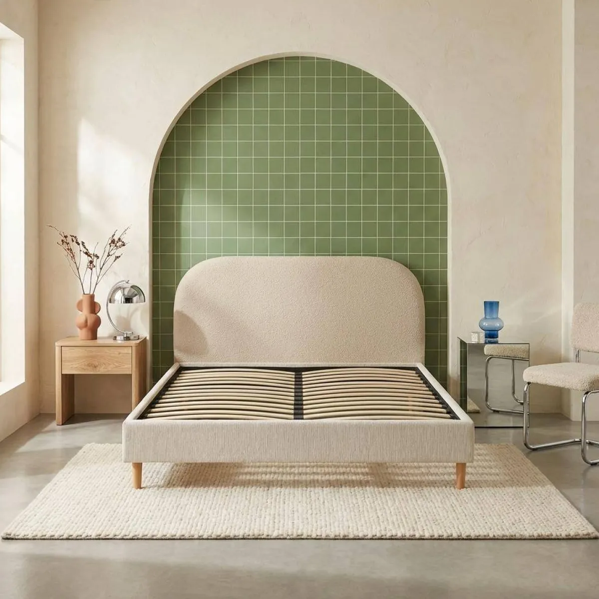 sweeek Struttura letto in velluto a coste fini con rete a doghe, 160x200cm
