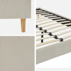 sweeek Struttura letto in velluto a coste fini con rete a doghe, 160x200cm