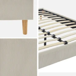 Struttura letto in velluto a coste fini con rete a doghe, 140x190cm