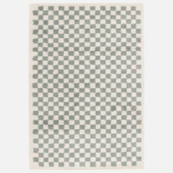 sweeek Tappeto a scacchiera di colore azzurro e crema
