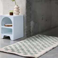 sweeek Tappeto a scacchiera di colore azzurro e crema