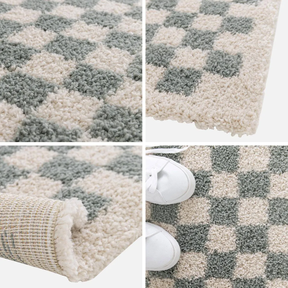 sweeek Tappeto a scacchiera di colore azzurro e crema