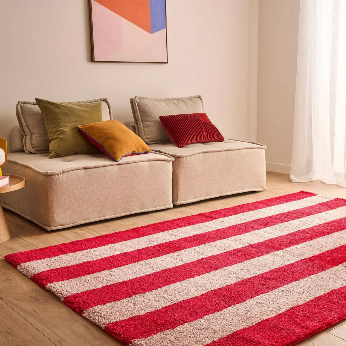 sweeek Tappeto da interno a righe rosse e rosa