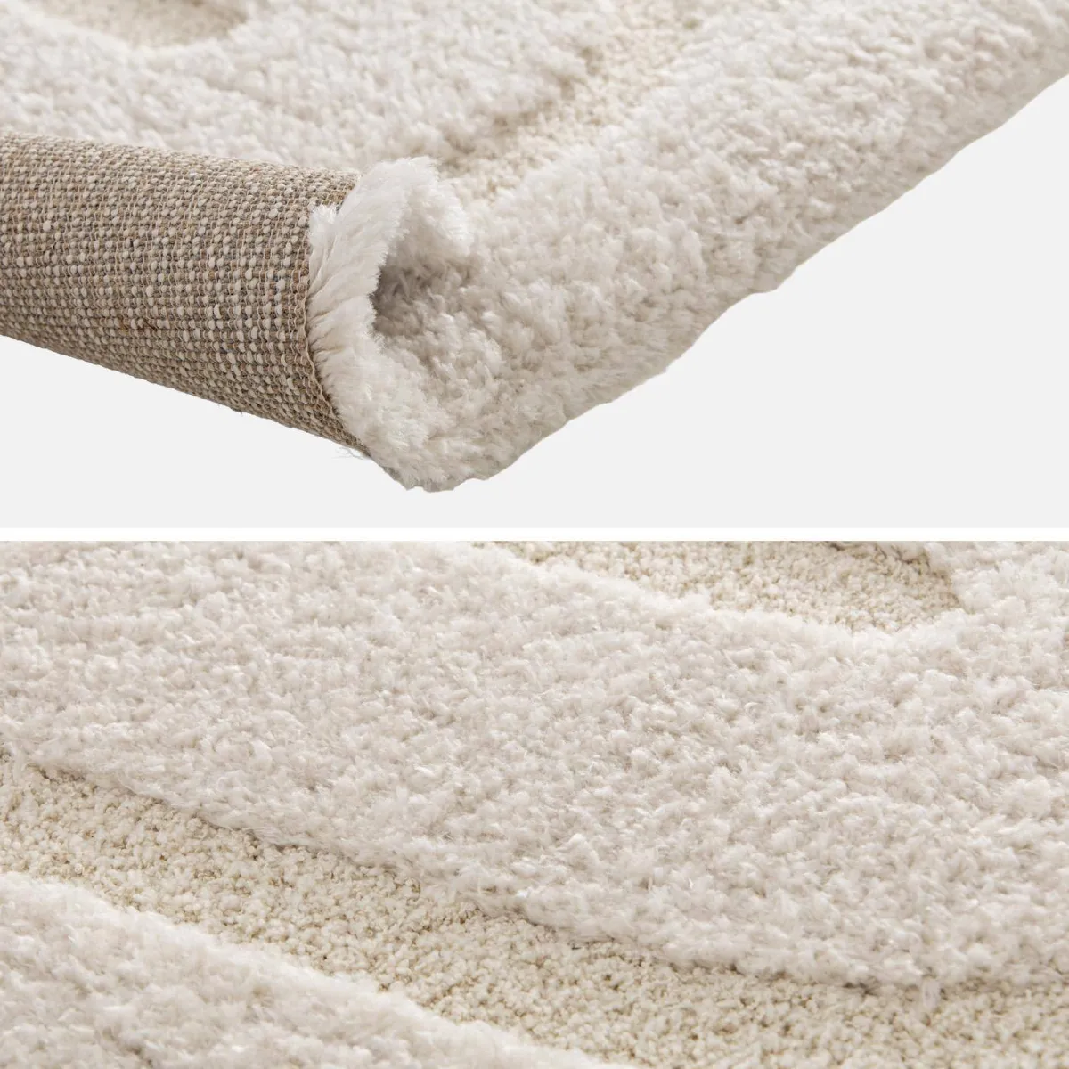 sweeek Tappeto da interno con motivi geometrici crema