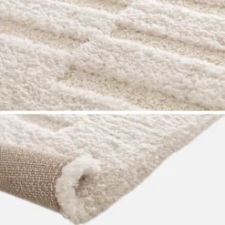 sweeek Tappeto da interno con motivo in rilievo crema