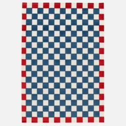 sweeek Tappeto da interno/esterno a scacchi blu e rosso