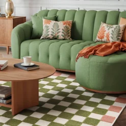 sweeek Tappeto da interno/esterno a scacchi rosa e verde