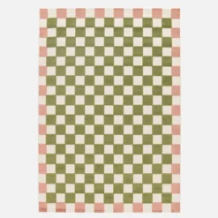 sweeek Tappeto da interno/esterno a scacchi rosa e verde