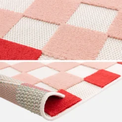sweeek Tappeto da interno/esterno a scacchi rosa e rosso