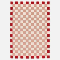 sweeek Tappeto da interno/esterno a scacchi rosa e rosso