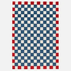 Tappeto da interno/esterno a scacchi blu e rosso