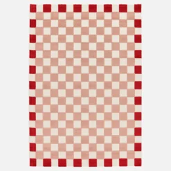 Tappeto da interno/esterno a scacchi rosa e rosso