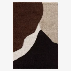 sweeek Tappeto da interno shaggy motivi geometrici beige, marrone, nero