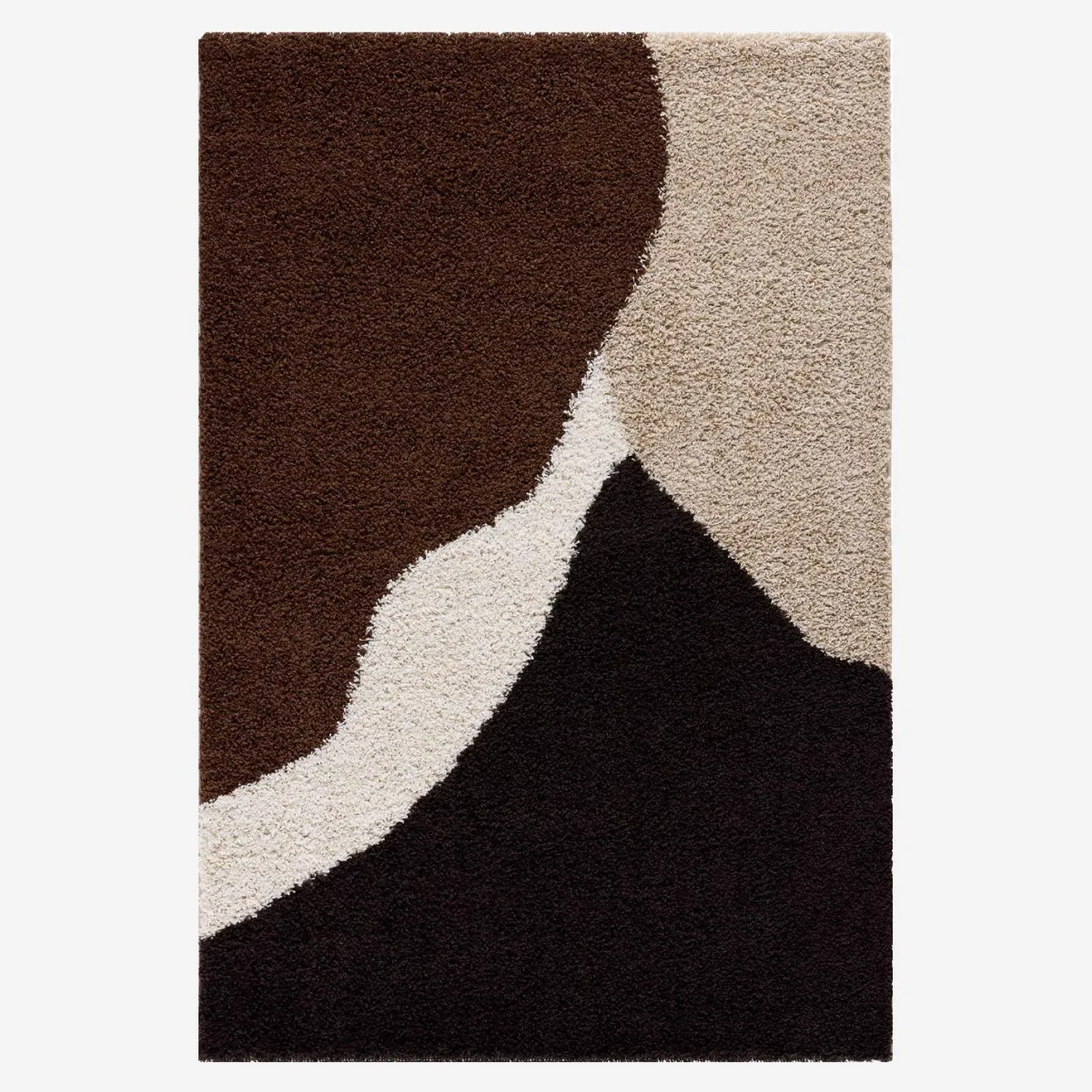 sweeek Tappeto da interno shaggy motivi geometrici beige, marrone, nero