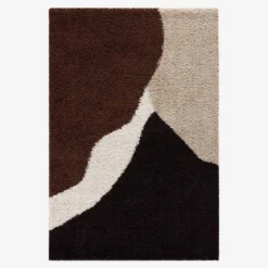 Tappeto da interno shaggy motivi geometrici beige, marrone, nero