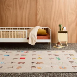 sweeek Tappeto educativo per bambini con alfabeto, per interni colore beige