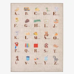 Tappeto educativo per bambini con alfabeto, per interni colore beige