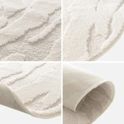 sweeek Tappeto interno a forma di ciottolo con rilievo crema