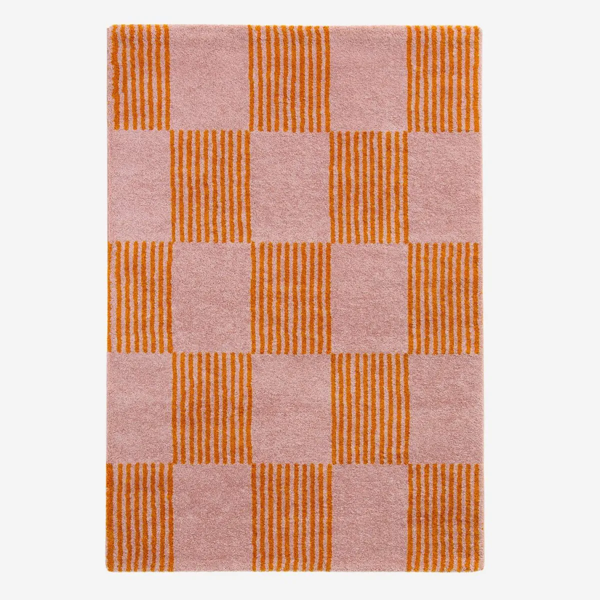 sweeek Tappeto interno a scacchi arancione e rosa