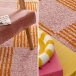 sweeek Tappeto interno a scacchi arancione e rosa