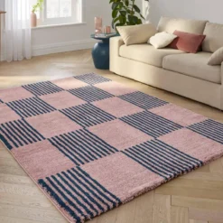 sweeek Tappeto interno a scacchi blu e rosa