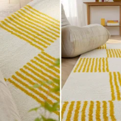 sweeek Tappeto interno a scacchi giallo e bianco