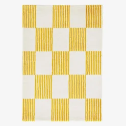 sweeek Tappeto interno a scacchi giallo e bianco