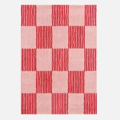 sweeek Tappeto interno a scacchi rosso e rosa
