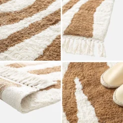 sweeek Tappeto interno cotone motivo zebrato color mattone