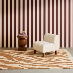 sweeek Tappeto interno cotone motivo zebrato color mattone