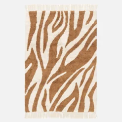 Tappeto interno cotone motivo zebrato color mattone