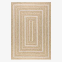 Tappeto interno/esterno effetto iuta beige con motivi