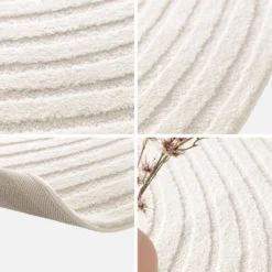 sweeek Tappeto interno forma di ciottolo motivo circolare crema