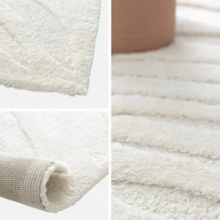 sweeek Tappeto interno motivo a rilievo vegetale crema