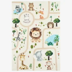 sweeek Tappeto interno per bambini bianco stampato con animali
