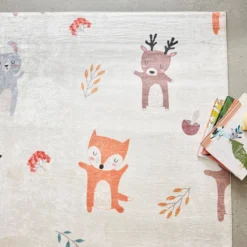 sweeek Tappeto interno per bambini bianco con stampe di animali