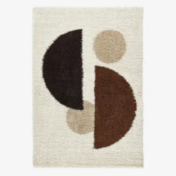 sweeek Tappeto interno shaggy motivi circolari beige, marrone, nero